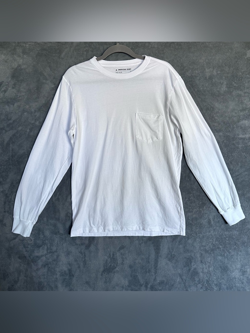 American Giant White Long-Sleeve Pocket Tee Small